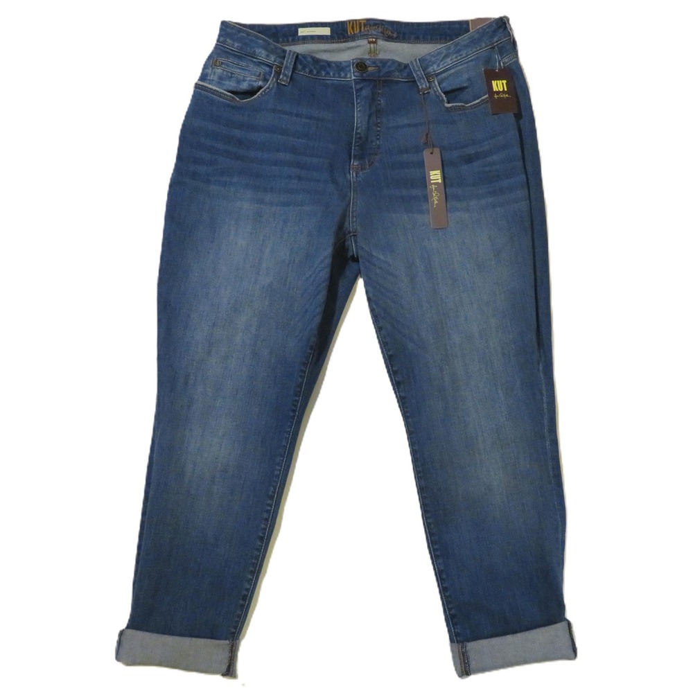 NWT Kut From The Kloth Catherine Boyfriend Jeans 14W Stretch Field Rush Denim